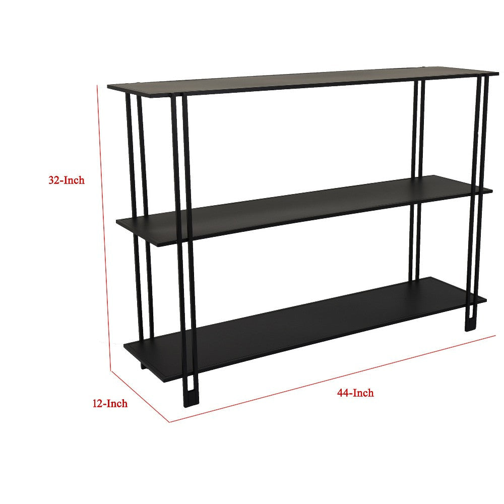 Rasha 3 Tier Storage Rack Rack Spacious Shelves Black Metal 44’’
