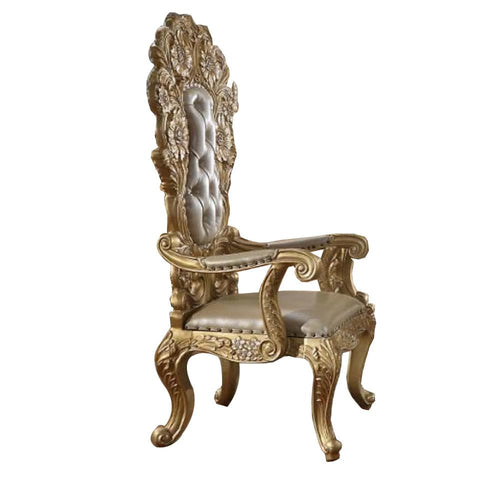 Otis Dining Armchair Set of 2, Classic Light Gold Tufted Faux Leather