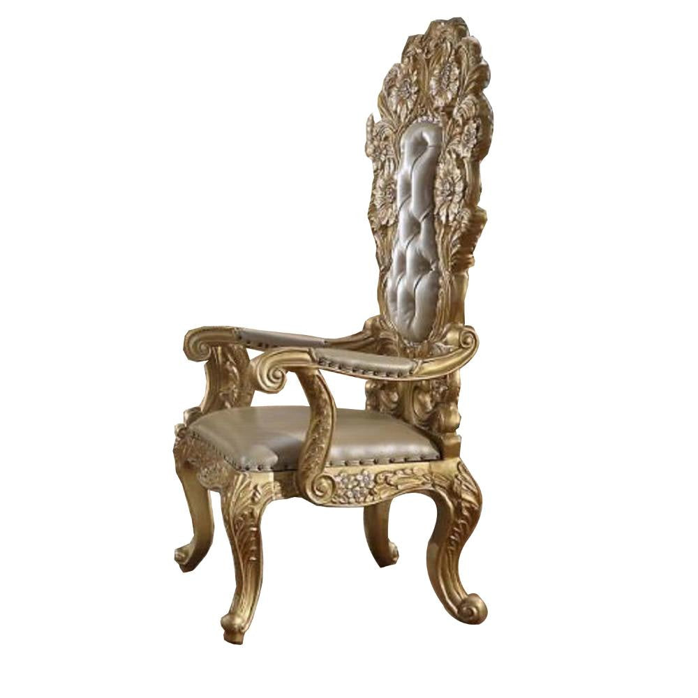 Otis Dining Armchair Set of 2 Classic Light Gold Tufted Faux Leather BM324663