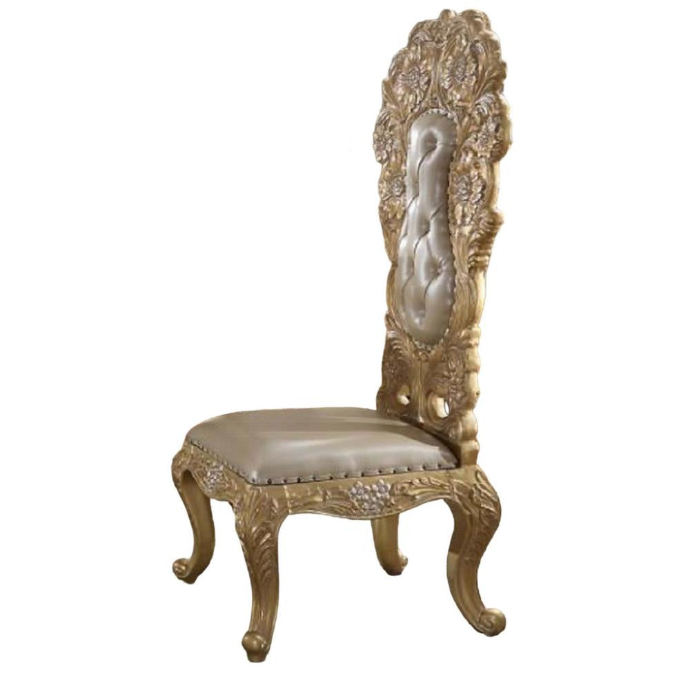 Otis Side Dining Chair Set of 2 Classic Light Gold Tufted Faux Leather BM324665