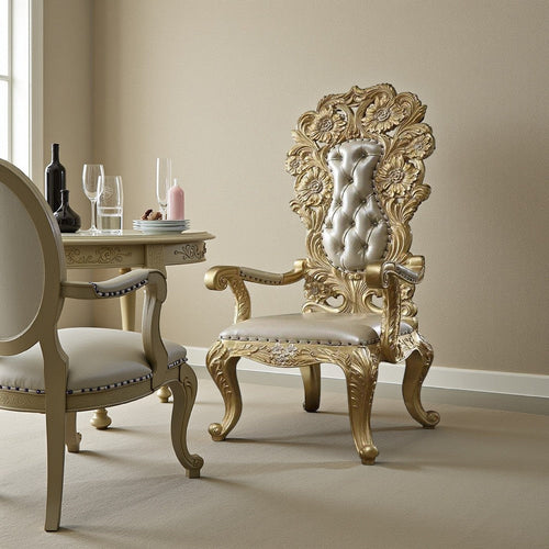 Otis Side Dining Chair Set of 2 Classic Light Gold Tufted Faux Leather