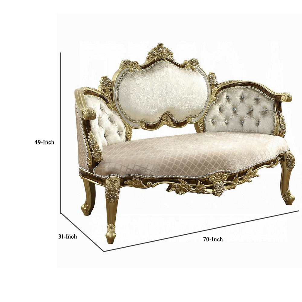 Mara Curved Bench Sofa Wingback Crystal Tufted Classic Gold Carvings BM324710