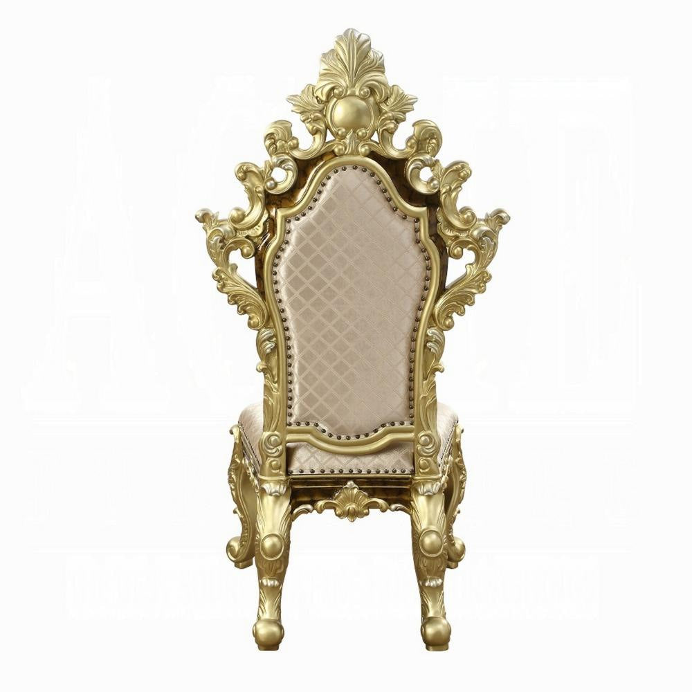 Mara Side Dining Chair Set of 2 Crystal Tufted Gold Floral Carvings BM324711