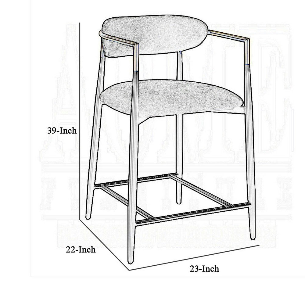 Vonn 25 Inch Counter Height Chair Padded Fabric Black Metal Frame BM324721
