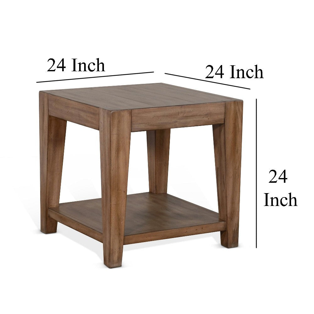 Yael Side End Table Tapered Legs 24’’ Square Top Light Brown Wood BM324749
