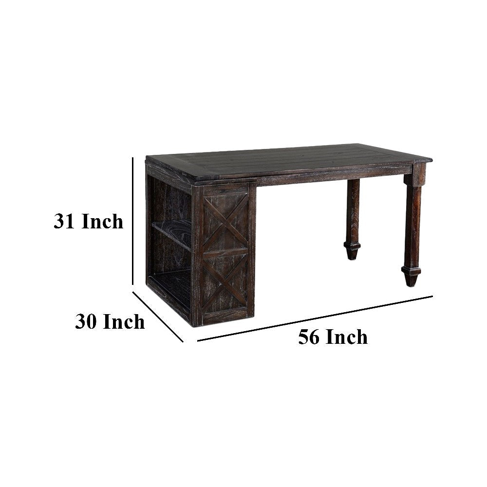 Sofi Office Writing Desk Turned Legs 56’’ Rectangular Dark Brown Top BM324775