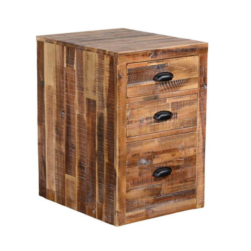 Havi File Cabinet, 3 Drawers, Black Cup Handles, Rustic Light Brown