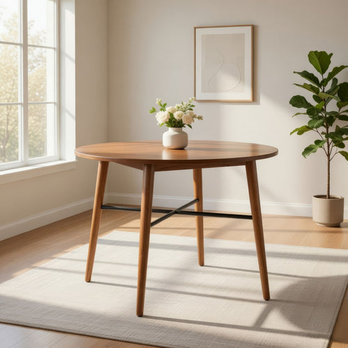 Amy Counter Height Dining Table, Orange Brown Natural Mindi Wood 48"
