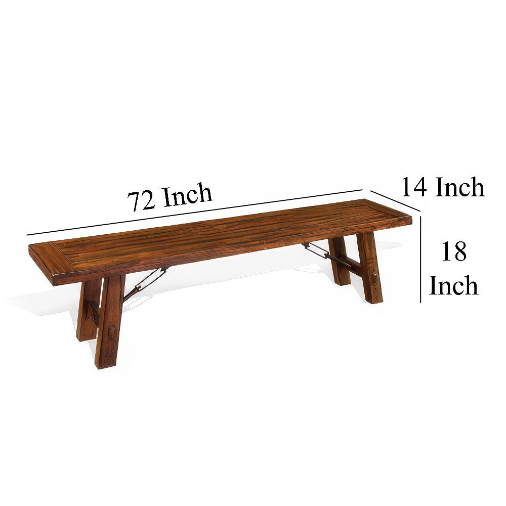 Reggie Bench 72’’ Brown Mahogany Wood Metal Turnbuckle Accent Design BM324853
