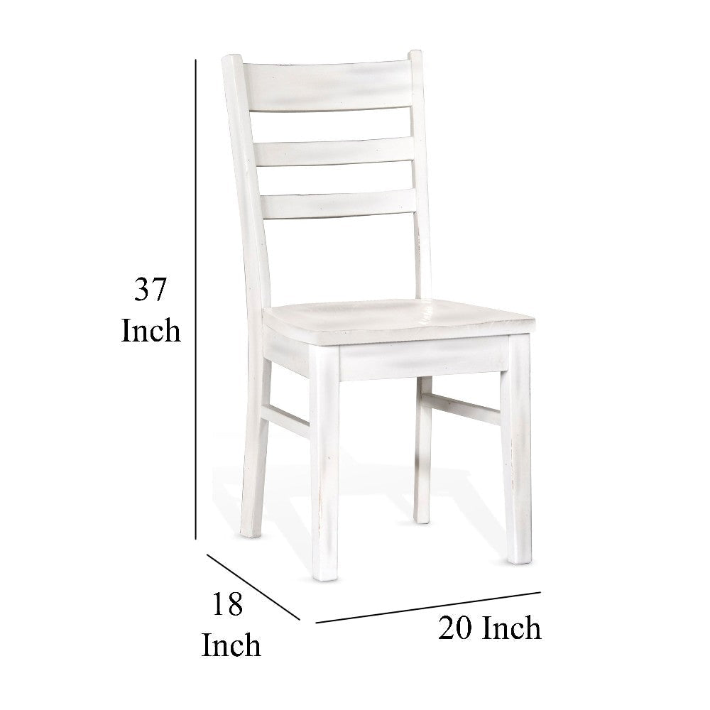 Sime Dining Chair Set of 2 Ladderback Design Off White Mahogany Wood BM324865