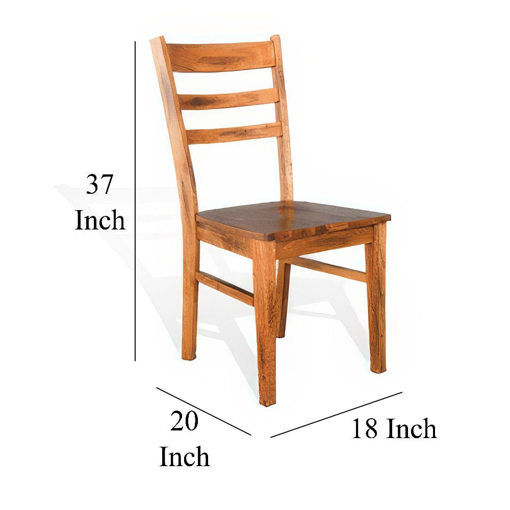 Marv Dining Chair Set of 2 Ladderback Design Light Brown Mindi Wood BM324866
