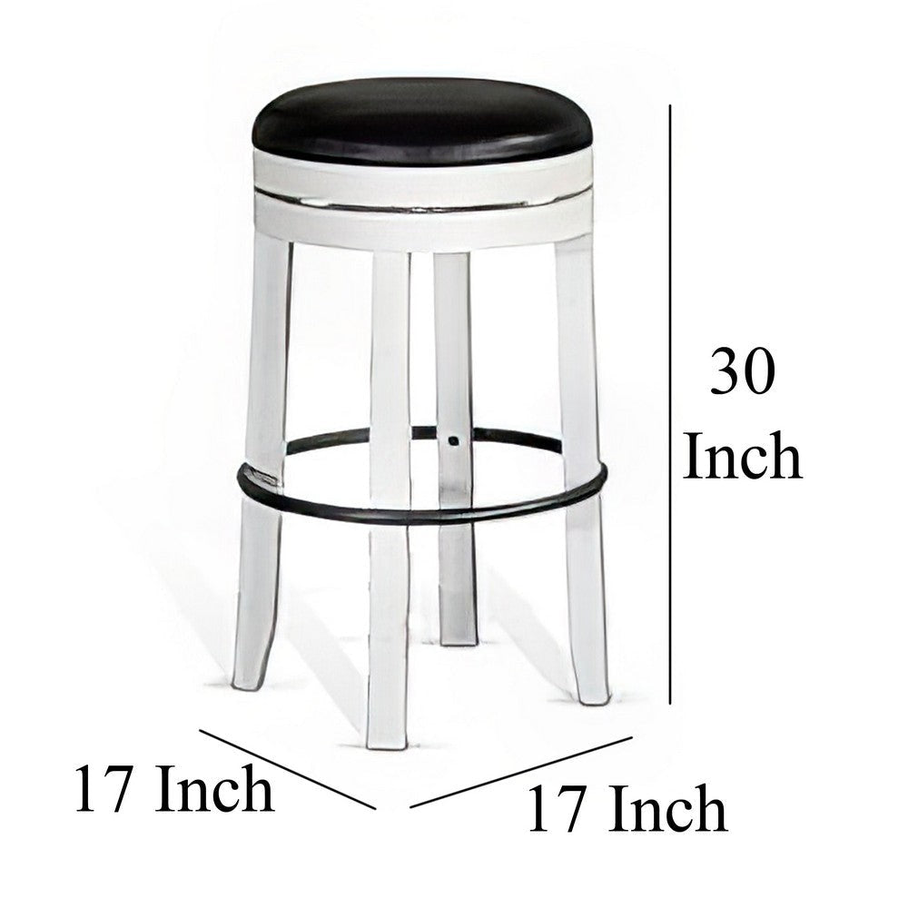 Orso Swivel Barstool Set of 2 Black Faux Leather White Wood Black BM324876