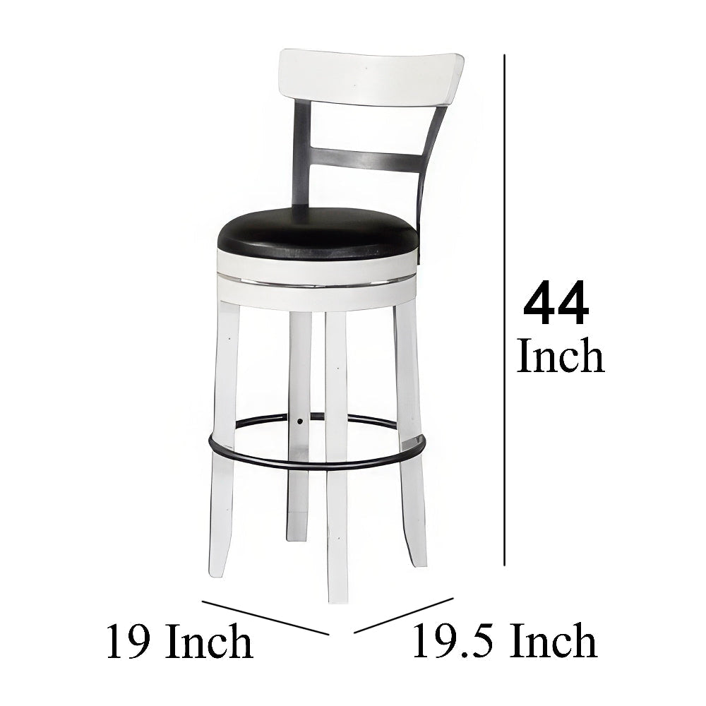 Orso Swivel Barstool Chair Set of 2 Black Faux Leather White Black BM324878