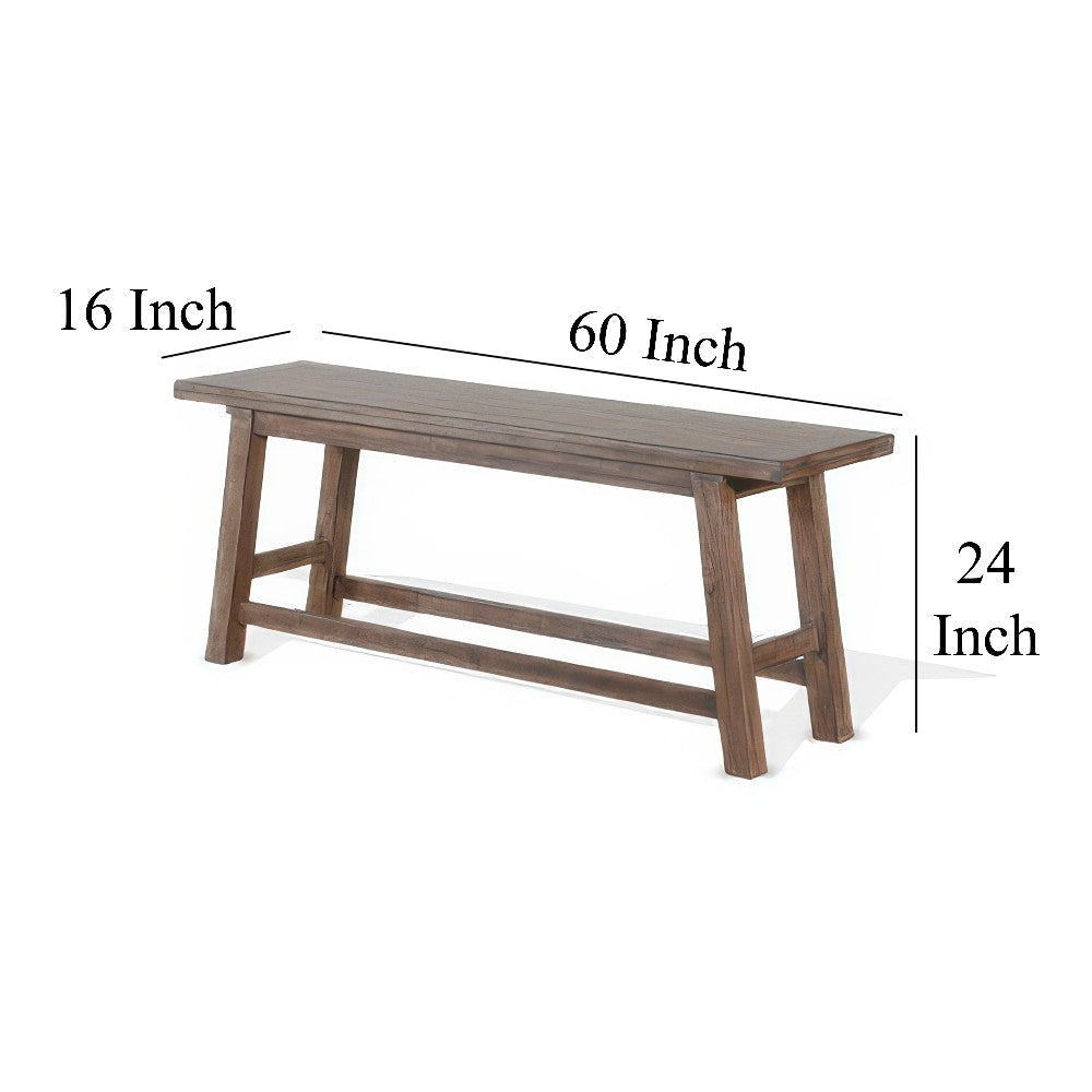 Yael Counter Height Bench Light Brown Mahogany and Mindi Wood 60’’ BM324885
