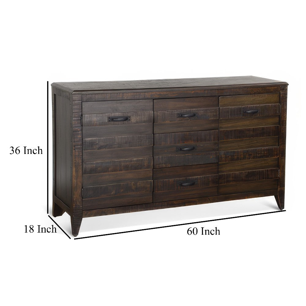 Cacia Sideboard Buffet Console 3 Drawers and 2 Cabinets Dark Brown BM324894