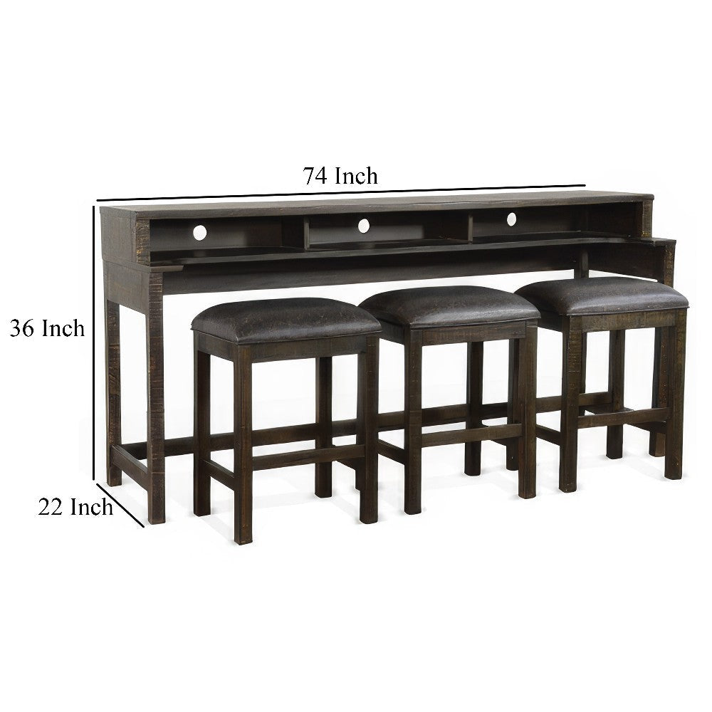 Flint Console Table with 3 Compartments 74’’ Dark Brown Mahogany BM324912