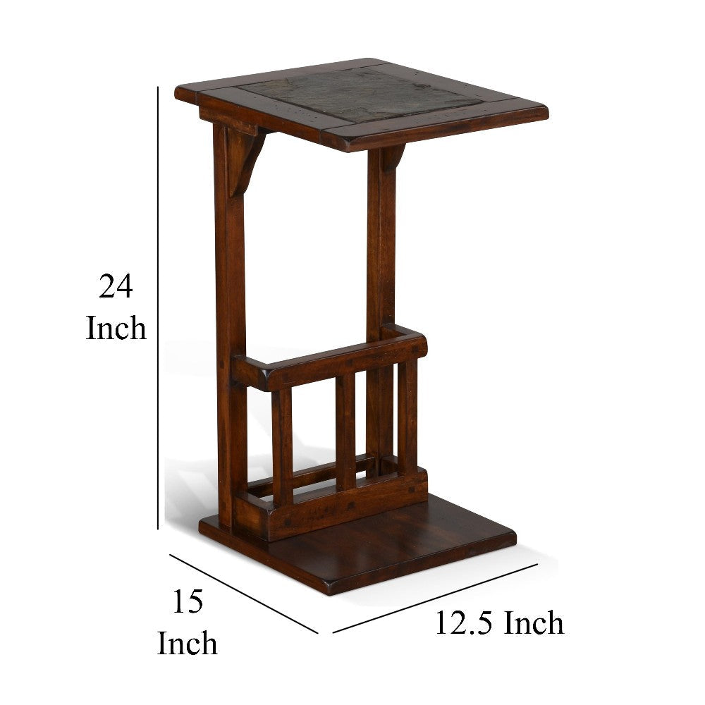 Odel Side Table with Magazine Rack 13’’ Top Brown Mahogany Wood BM324920