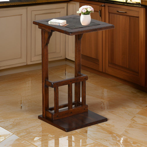 Odel Side Table with Magazine Rack, 13" Top, Brown Mahogany Wood