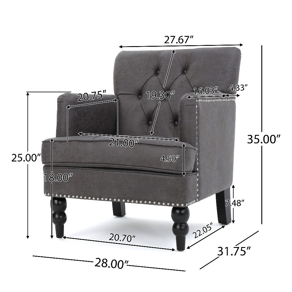 Lit Accent Armchair Gray Microfiber Fabric Button Tufted Design BM324975