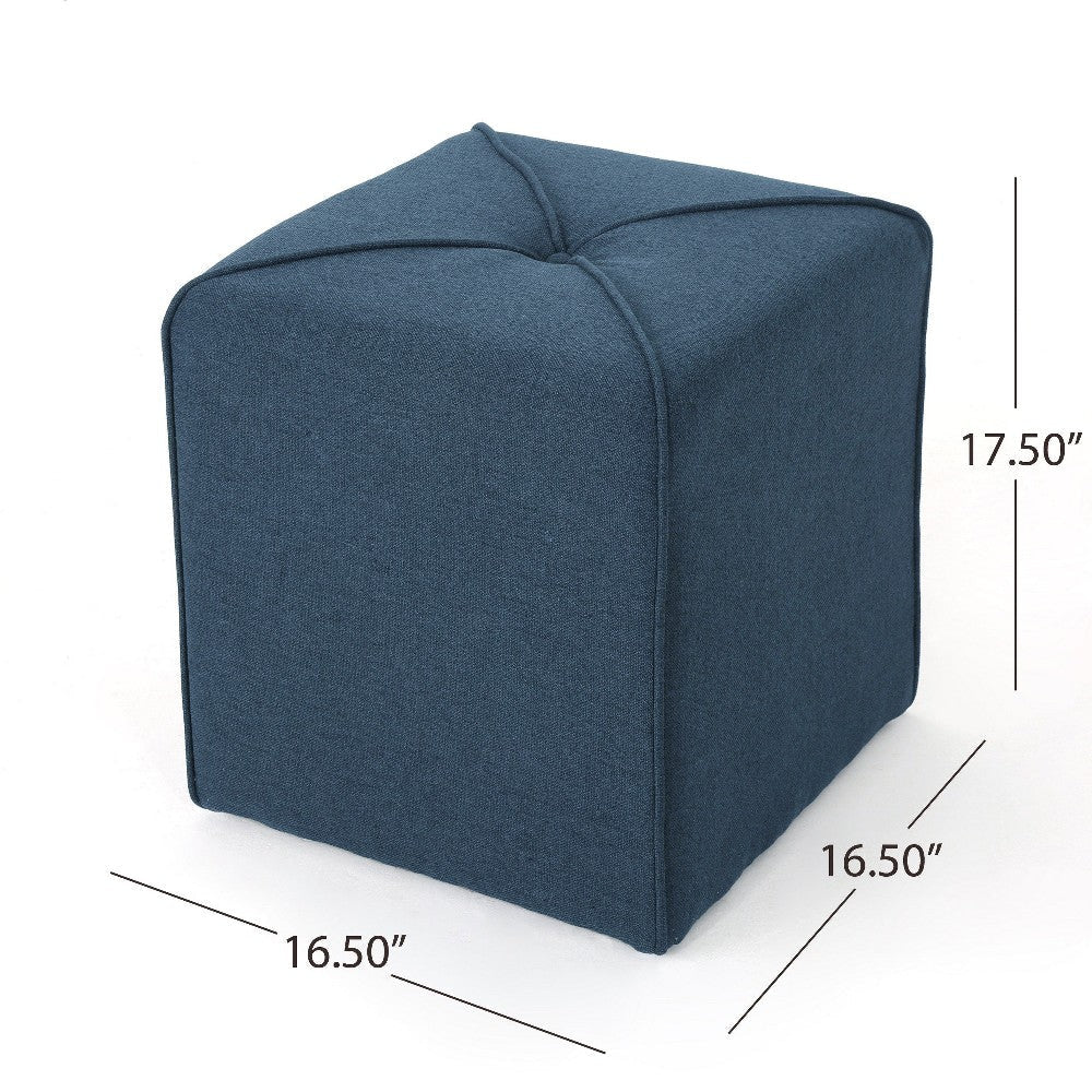 Liasa Ottoman Navy Blue Fabric Cube Shaped Plush Cushion 17’’ Tall BM324987