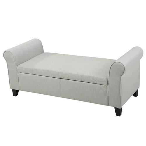 Jacob 50" Bench with Rolled Arms, Lift Storage, Light Gray