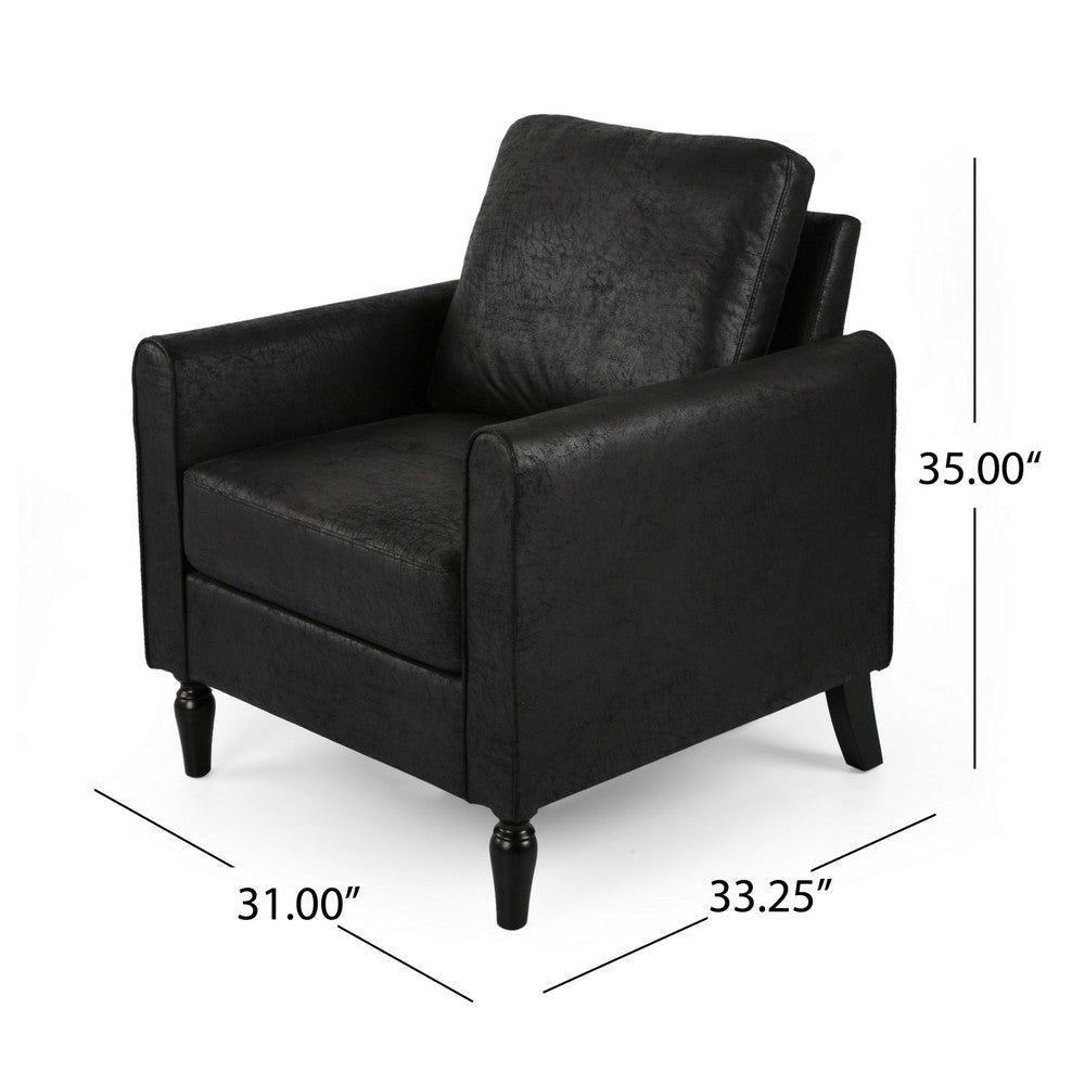 Ada Accent Chair Plush Pillow Back Textured Black Microfiber Design BM325073