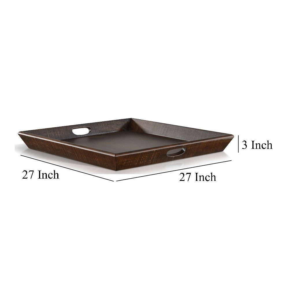 Flint Decorative Serving Tray 27x27 Square Dark Rustic Oak Brown BM325138