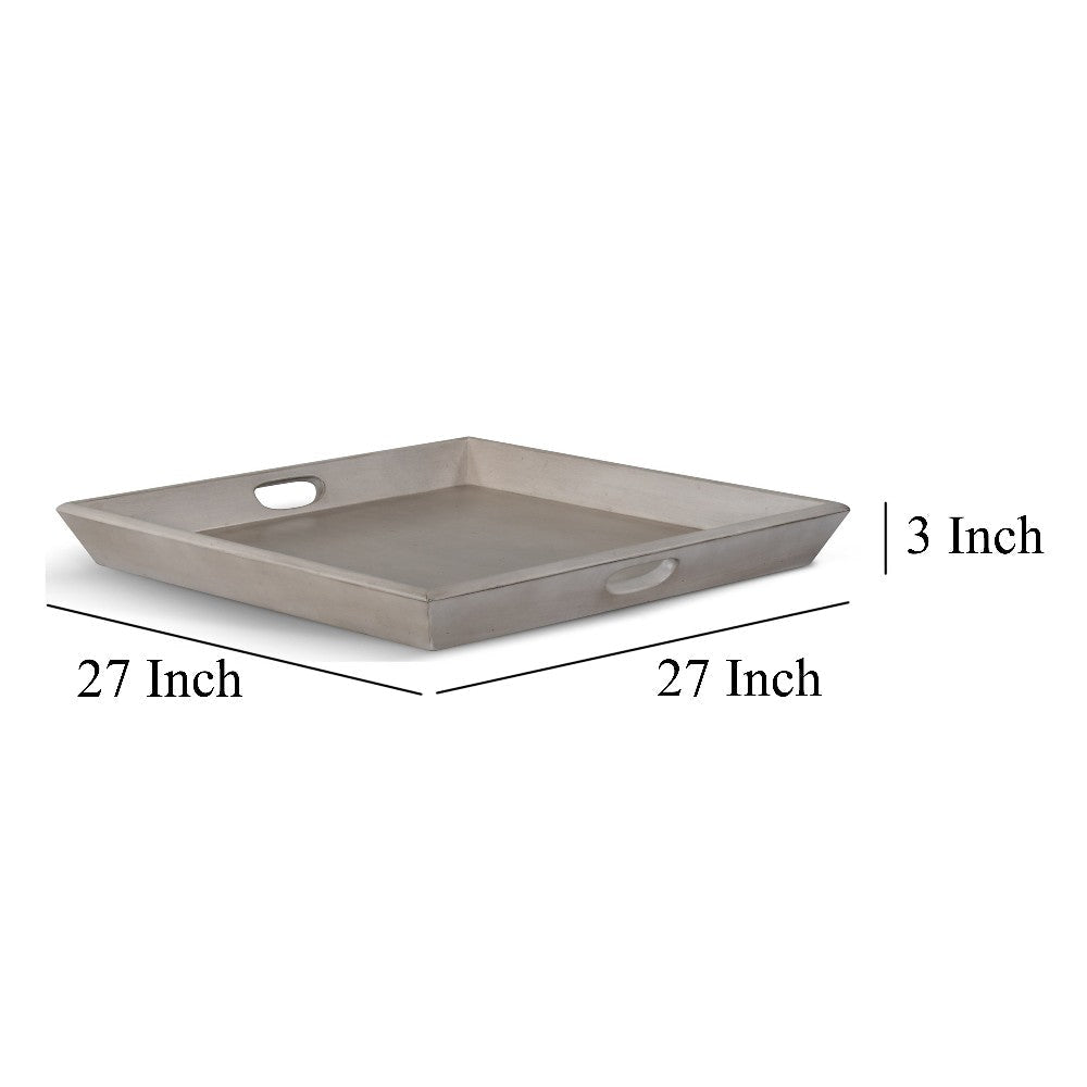 Eyna Decorative Serving Tray 27x27 Square Taupe Gray Mindi Wood BM325139