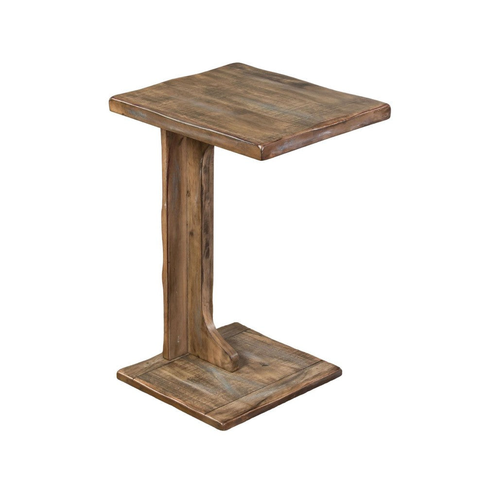Dazy Sofa Side C Table 15x12.5 Rustic Light Brown Mahogany Wood BM325146