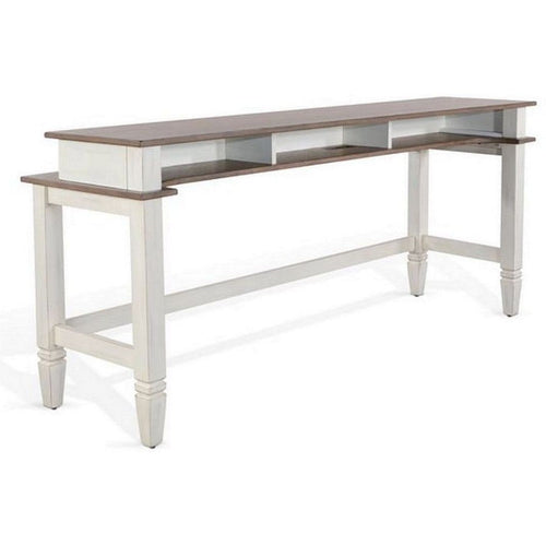Dean Console Table, USB and Cubbies, 76" Rectangular Brown, White Wood