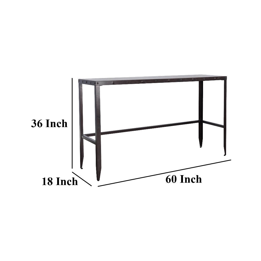 Ayka Sofa Bar Table w Nailhead Accent 60’’ Rectangular Brown Wood BM325166