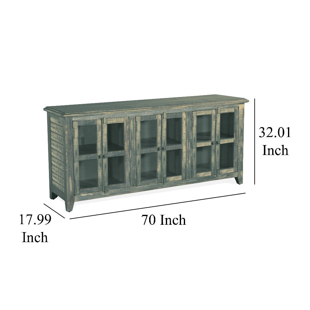 Rena TV Media Entertainment Console with Shelves 70 Inch Rustic Green