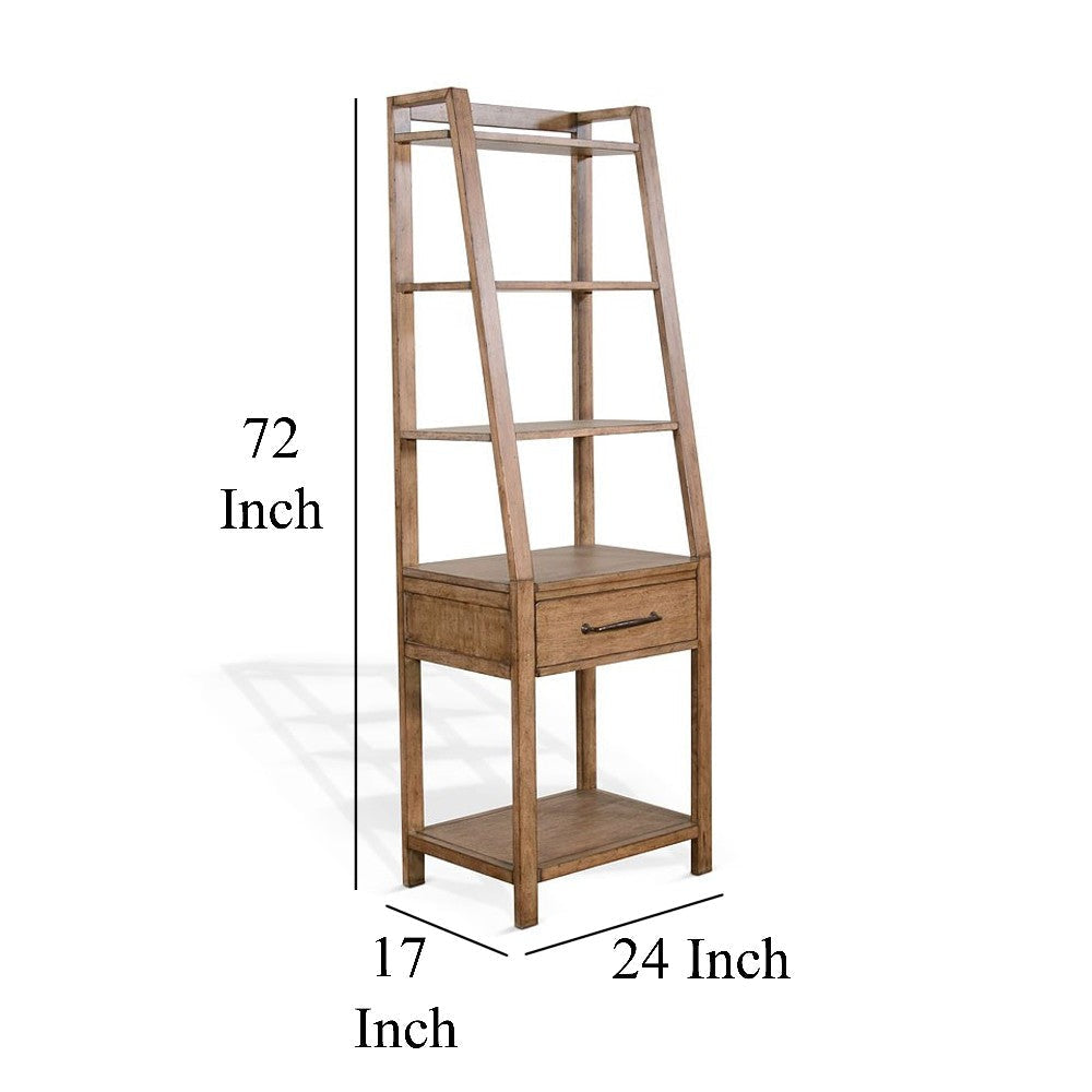 Yael Freestanding Pier with Adjustable Shelves 72’’ Light Brown Wood BM325176