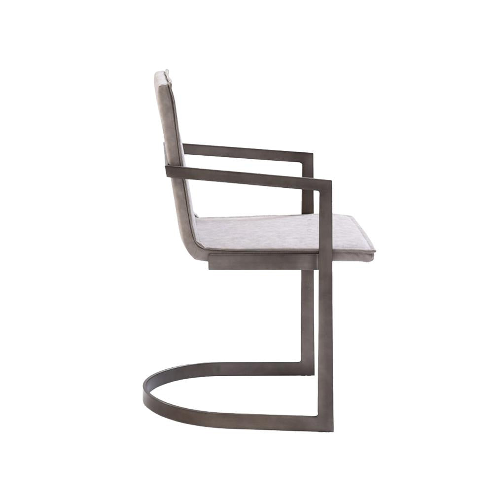 Jegy Dining Chair Padded Washed Gray Faux Leather Cantilever Base BM325237