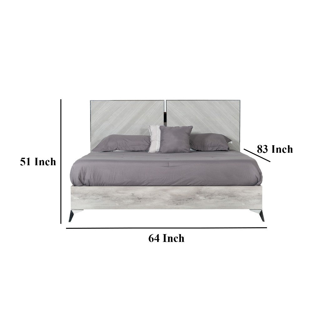 Jecky King Size Bed Low Profile Angled Legs Italian Inspired Gray BM325246