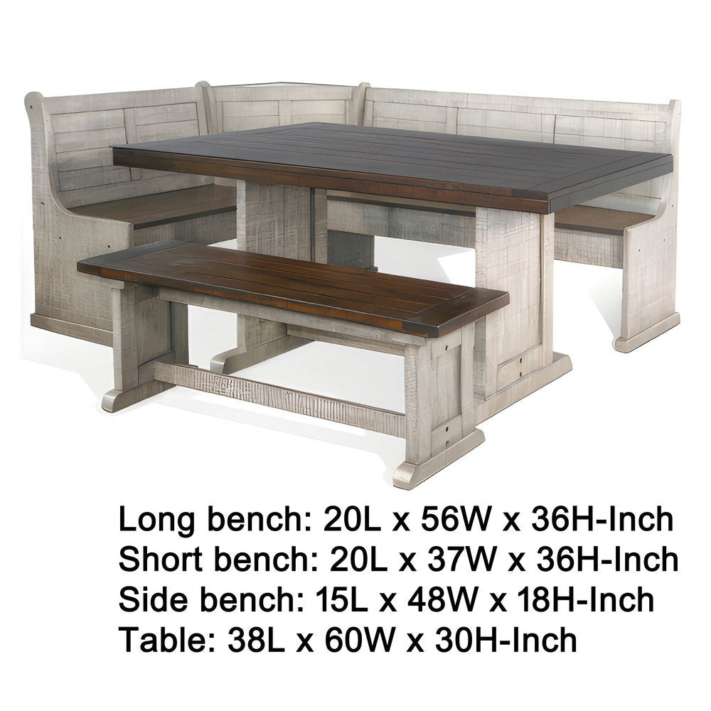 Camie 4pc Corner Breakfast Nook Set Gray Brown Dining Table and Bench BM325264