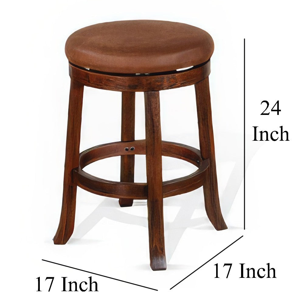 Odel Swivel Counter Stool Set of 2 Brown Faux Leather Dark Mahogany BM325282