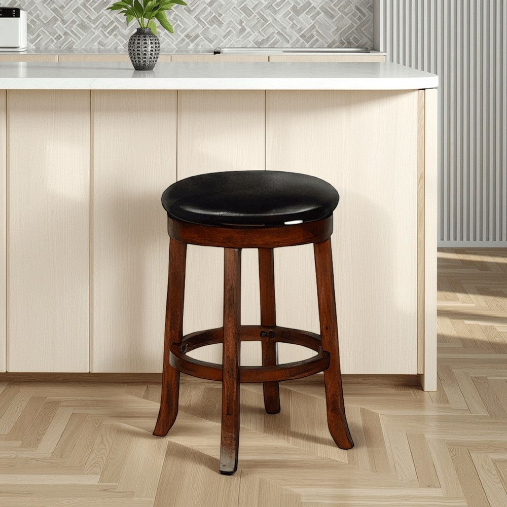 Buy Reggie Swivel Counter Stool Set of 2, Black Faux Leather