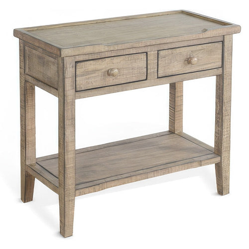 Rena Side End Table, 2 Drawers, 1 Shelf, 28" Light Brown Mahogany