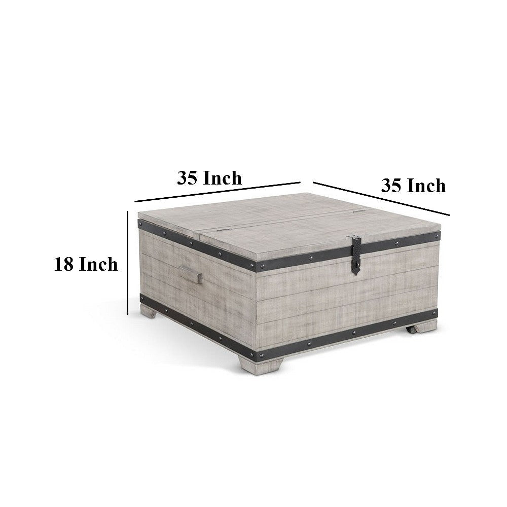 Nelly 35’’ Square Coffee Table w Casters Lift Top Gray Mahogany Wood BM325388