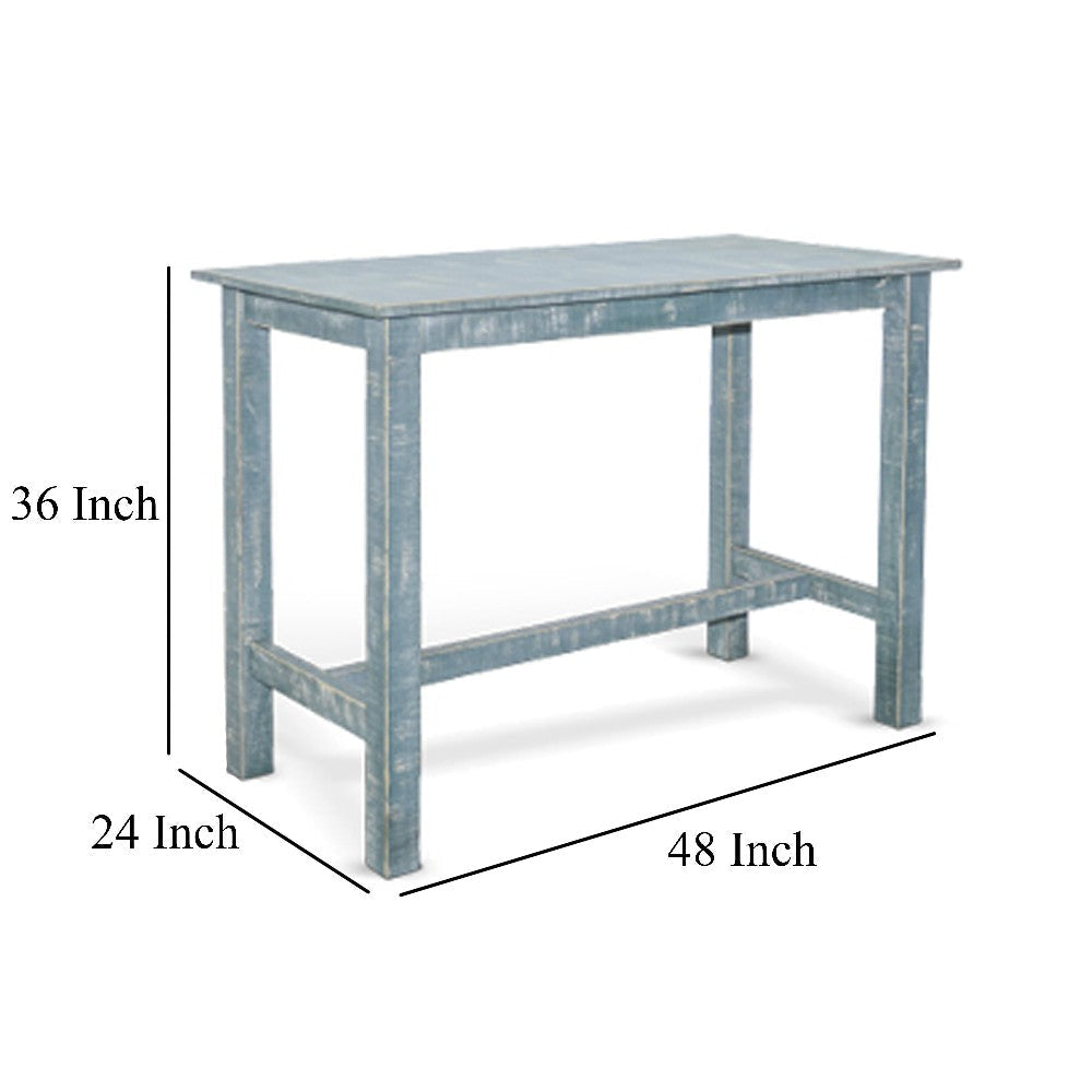 Rena Counter Table 48’’ Rustic Rectangular Grass Green Mahogany Wood BM325406