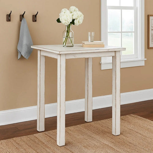 Rena Counter Table, 48" Rustic Rectangular White Sand Mahogany Wood