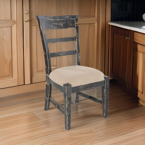 Rena Side Dining Chair Set of 2, Metal Turnbuckle, Black Mahogany Wood