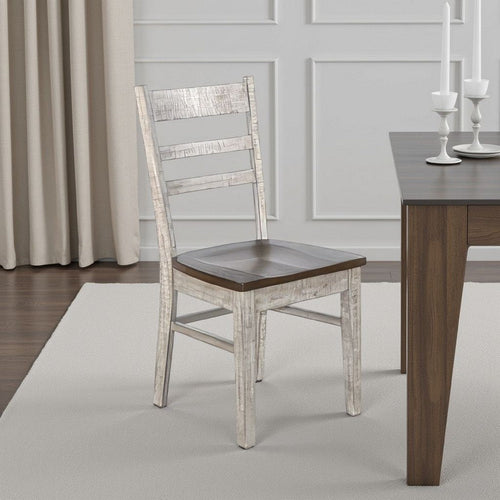 Camie Dining Chair Set of 2, Ladderback Design, Gray Mahogany Wood