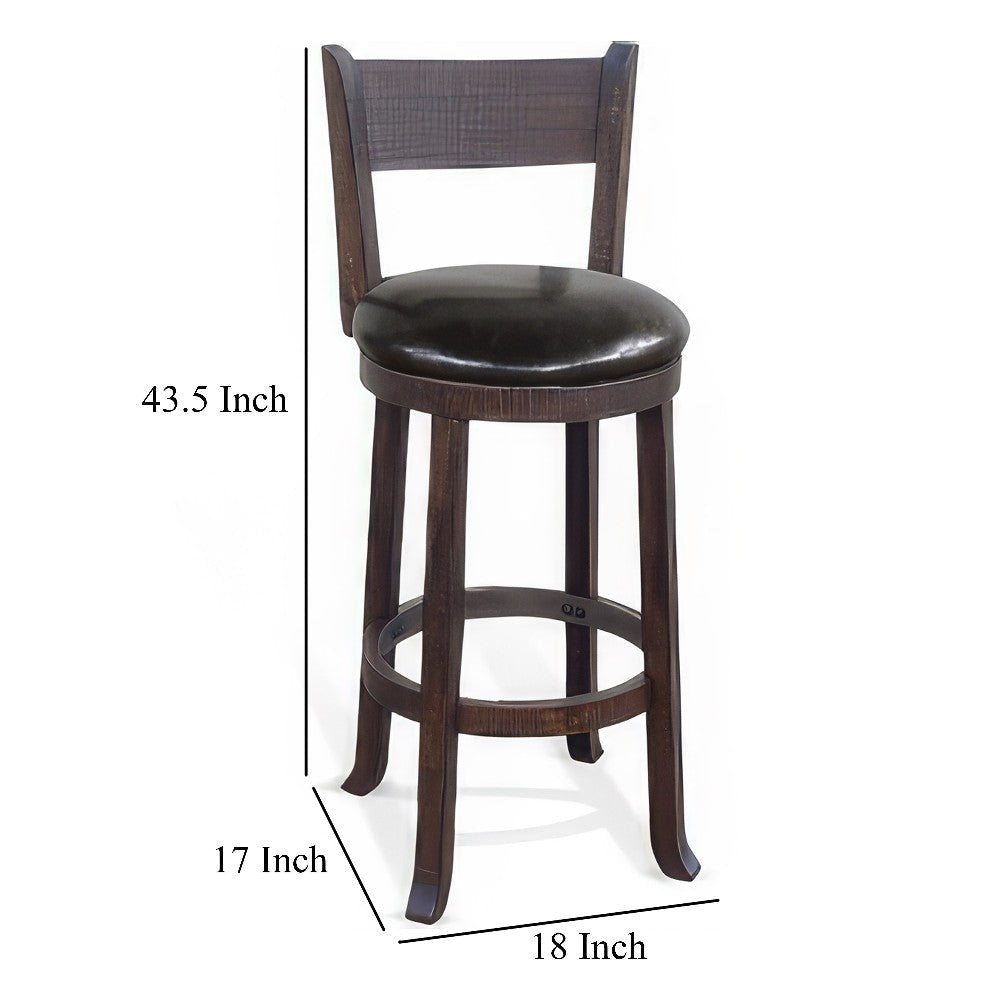 Flint Swivel Barstool Chair Set of 2 Faux Leather Brown Mahogany BM325431
