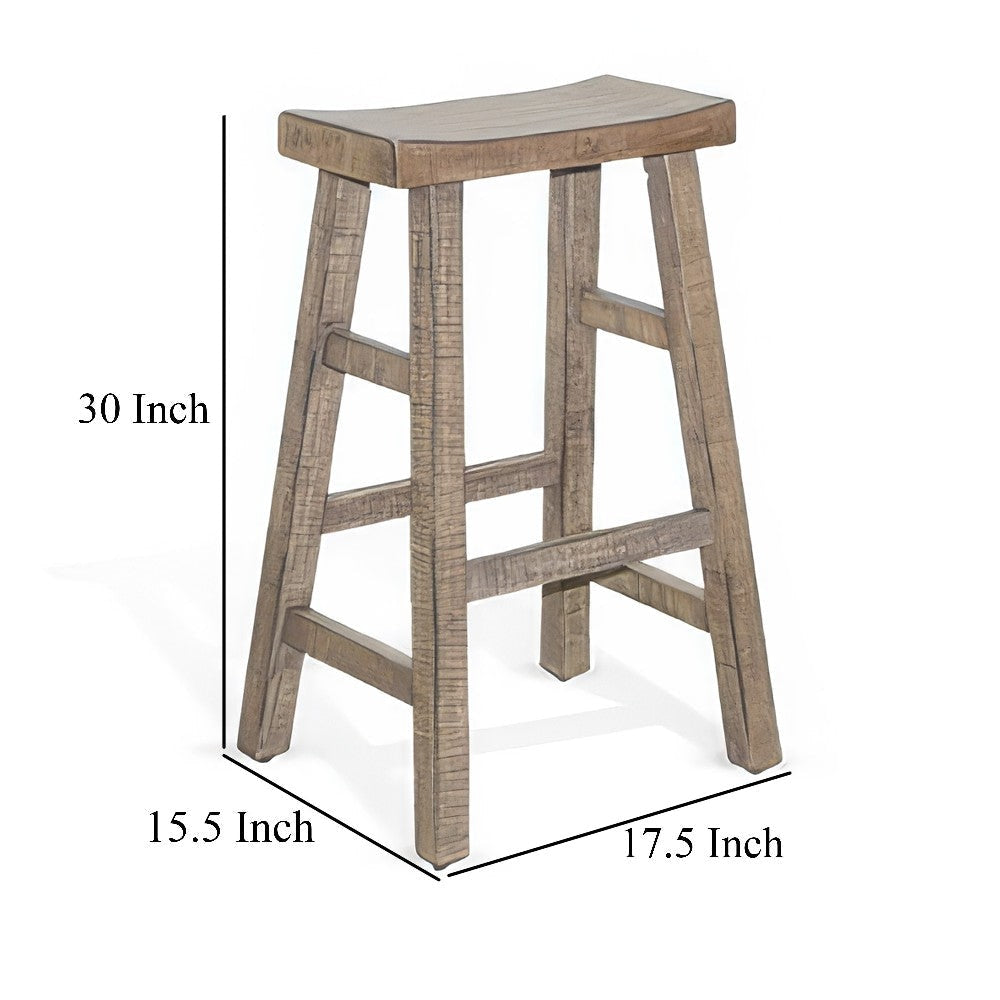 Rena Barstool Set of 2 Saddle Style Seat Light Brown Mahogany Wood BM325448