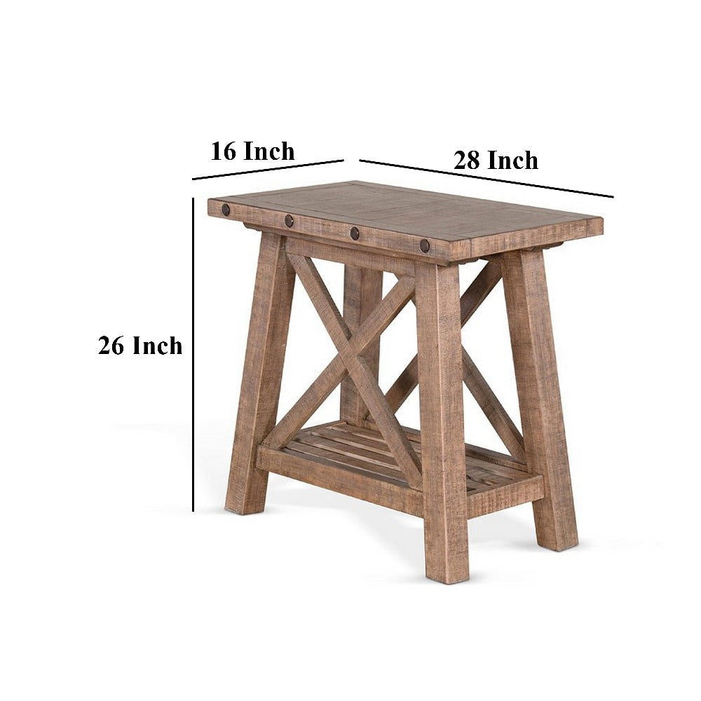 Anva Accent Chairside Table Light Brown Mahogany Rectangular 28’’ BM325473