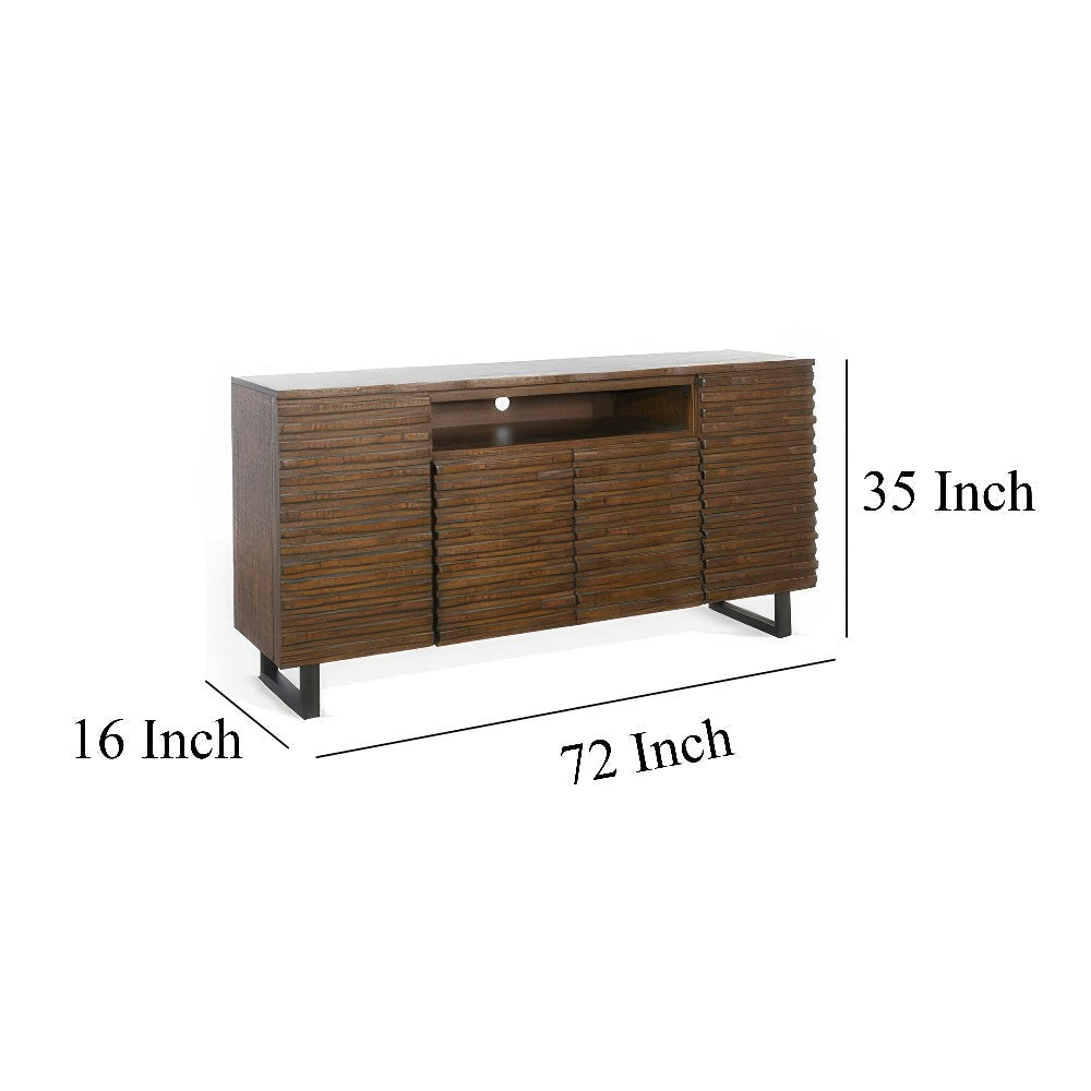 Desy TV Media Entertainment Console Fluted Doors Dark Brown 72’’ BM325554