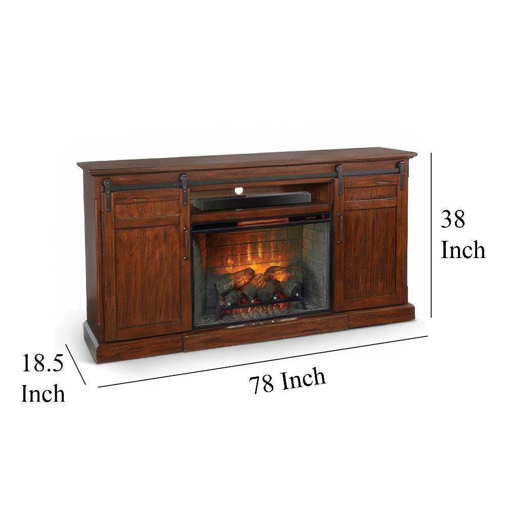 Reggie TV Media Entertainment Console Fireplace Option 78’’ Brown BM325558