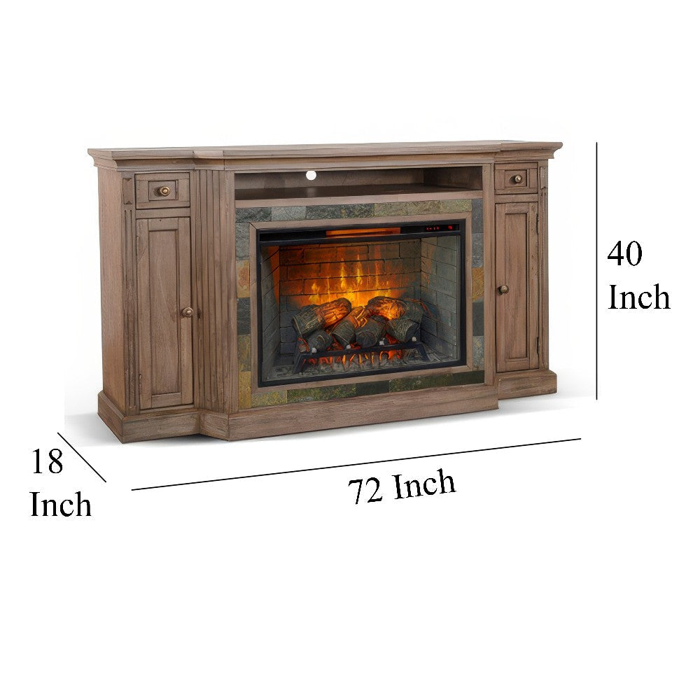 Lio TV Media Entertainment Console Slate Inlay Taupe Brown Wood 72’’ BM325560